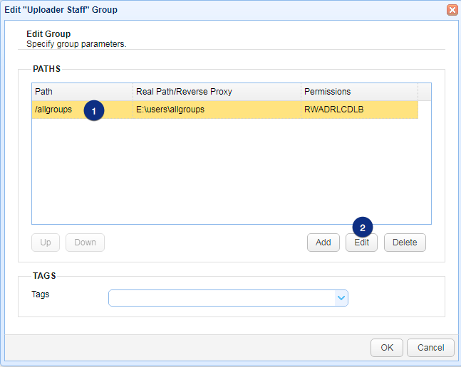 edit uploader staff path mft server