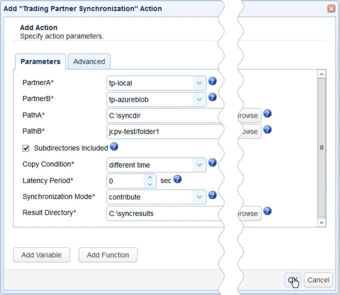 how to copy files to azure blob storage - action parameters 2