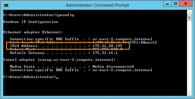 ip address of new windows host