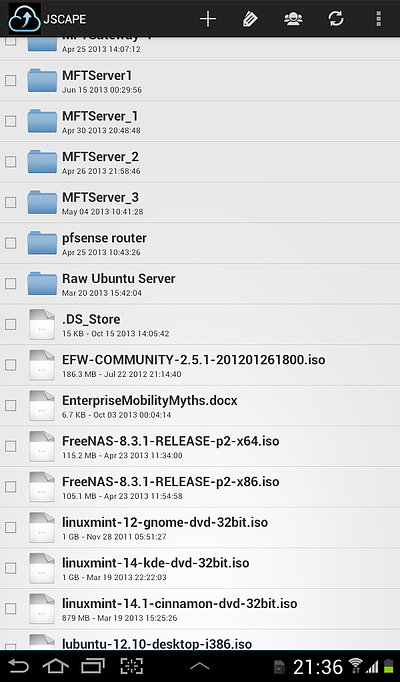 jscape mft server android app contents