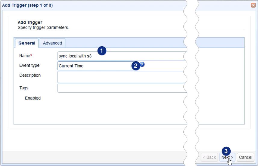mirror ftp to s3 - add trigger parameters name event
