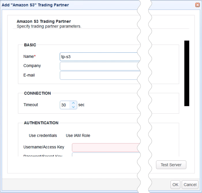mirror ftp to s3 - trading partner amazon s3 parameters 1