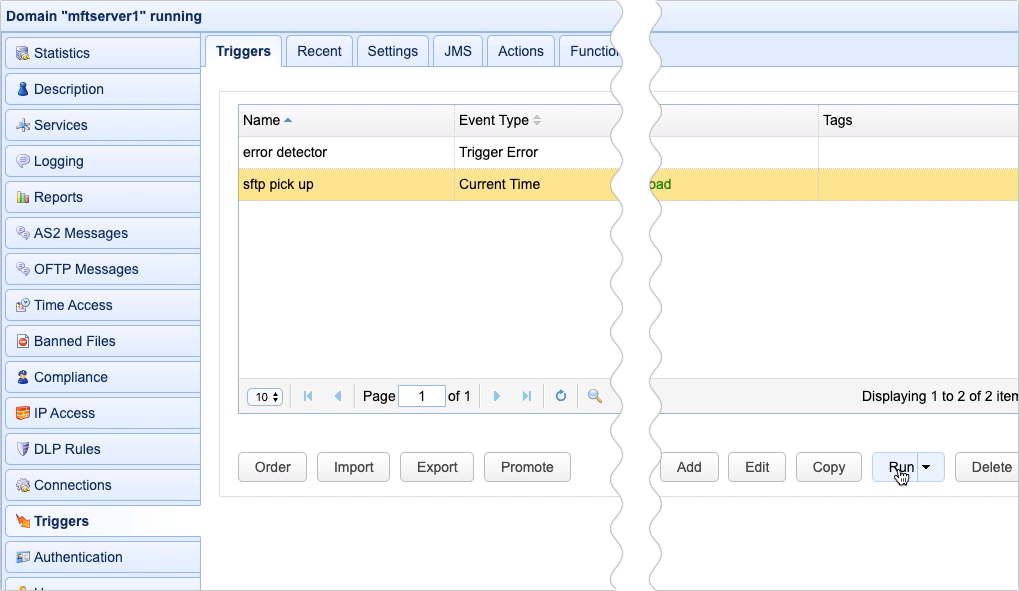 run sftp pick up with error