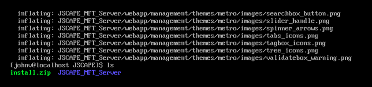 unzipped jscape mft server folder
